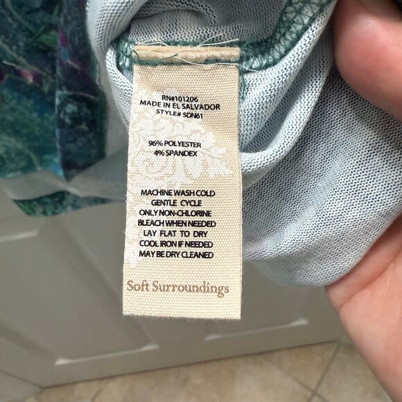 Soft Surroundings Knit Tunic Canterbury Top Paisley 1X Purple Teal - Picture 6 of 6